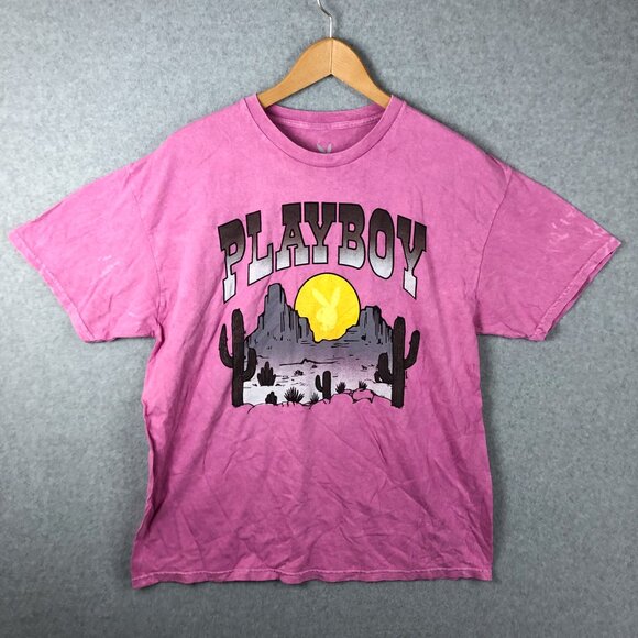 PLAYBOY Tops - NWOT Playboy Pink Graphic Tee Shirt Arizona Cactus Size XL